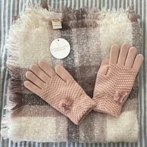 Pink Gloves and Scarf Set